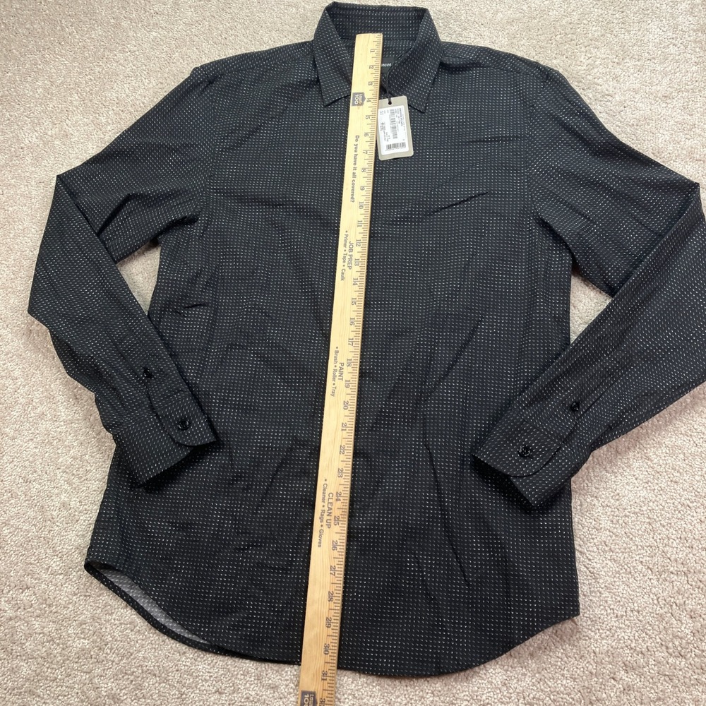NEW Emporio Armani Mens M Button Down Shirt Black Micro Fancy $345 NWT - Picture 7 of 12